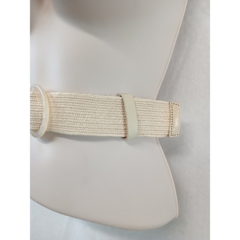 J. Crew Womens Natural Woven Straw Stretch Belt Marbled Resin Buckle B0920 S/M - Picture 4 of 10